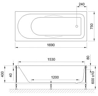 Гидромассажная ванна Royal Bath Tudor Standart 170x75см белый RB407701ST